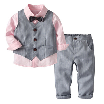 

4pcsSet Boys Clothing Set Kids Clothes Suits Formal Wedding Party Costume New Gentleman Children Clothing 2-7Y