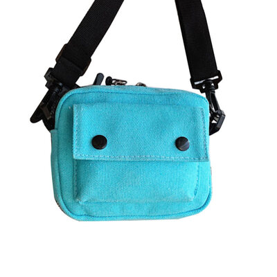 

Children Girl Button Square Solid Color Zipper Crossbody Shoulder Canvas Bag