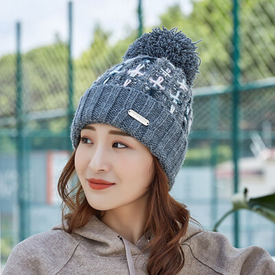 

Hat Woman Winter Knitting Cute Korean Edition Warm Fashion Winter Riding Wind-proof Autumn&Winter Wool Cap