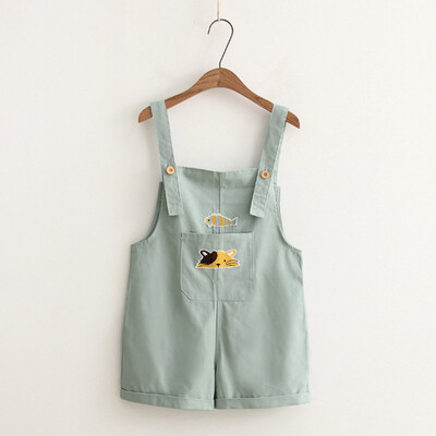 

Women Cute Mini Short Overalls Animal Print Solid Color OL Style College Style Korean Style Short Overalls