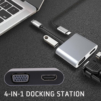 

NEW Type-C To HDMI VGA Adapter USB Hub With 4K HDMI 1080P VGA USB 30 USB