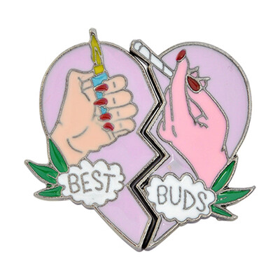 

2pcsset brooch Enamel pink heart pins Collar Corsage Gift for Best friend forever Cartoon Freeshipping