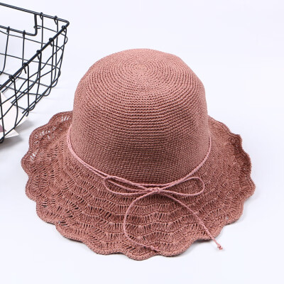 

New ladies outdoor outing bow sun hat vacation hollow sun hat hundred set summer straw hat wholesale