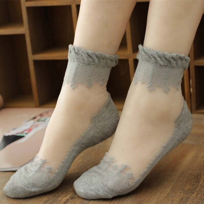 

Ultra-thin Sweet Crystal Socks Non-slip Lace Transparent Long Crystal Socks