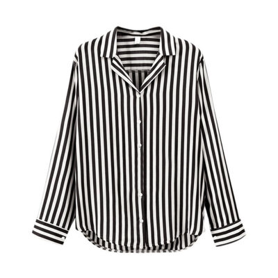 

New Spring Autumn Women Blouse Flower V-Neck Long Sleeve Work Shirts Women office Tops Striped blouse for business