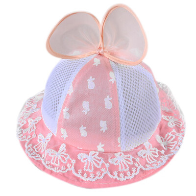 

Cute Summer Mesh Baby Girl Printed Lace Hat Beach Cap Bow Bucket Sun Cap
