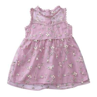 

vintage Baby Girls Dress Flower Lace Hollow Princess Kids Dresses for Girl Princess Summer Girls Party Frocks Children Clothing