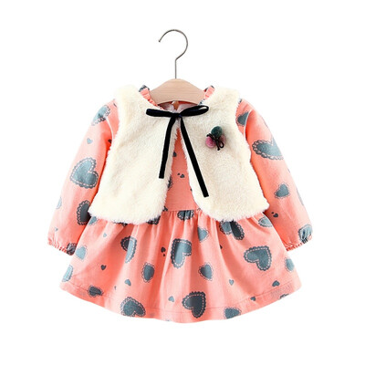 

Girls Plus Velvet DressVest 2pcs Suit Baby Girls Princess DressVest Set Autumn New Long-sleeved Dress Birthday Party 0-48M