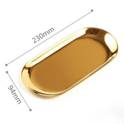 

Luxurious Metal Storage Tray Gold Oval Dotted Fruit Plate Small Items Jewelry Display Tray Mirror Storage Accessories