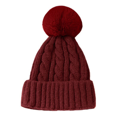 

Winter Warm Fashion Stylish Kids Mom Cotton Family Matching Outfit Knitting Beanies Hats Knitted Wool Cap