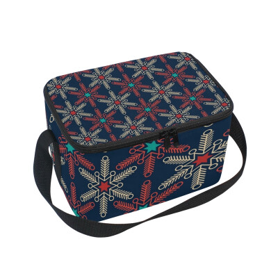 

ALAZA Insulated Lunch Box Snow Retro Pattern4 Lunch Bag for Men Women Portable Tote Bag Cooler Bag