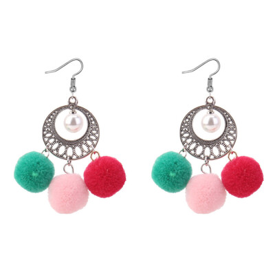 

Fashion Women Pearl Earrings Exaggerated Retro Hollow Round Ball Earrings