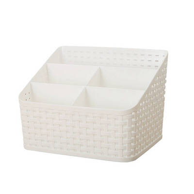 

Imitation Rattan Woven Cosmetics Storage Box Multi-Compartment Sundries Storage Rack Plastic Desktop Makeup Container