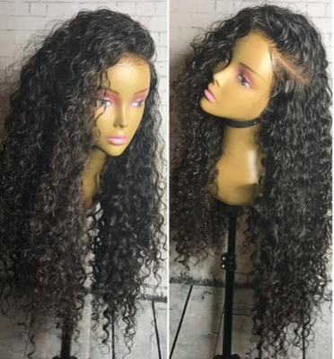 

Braziian Virgin Hair Curly Lace Front Wig 150 Density Bleached Knots With Baby Hair Natural Color