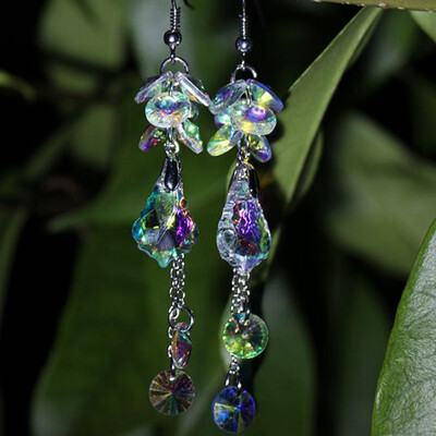 

2019 Colorful New Hot Drip Crystal Stone Beads Stud Statement Earring Wedding Bridal Earrings Accessories