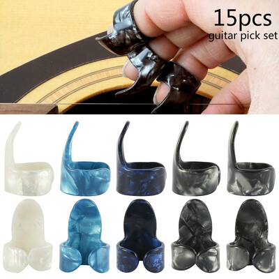 

ULTNICE 15pcs Finger Pick Thumb Pick Set Guitar Picks with 15 Grid Case Storage Box