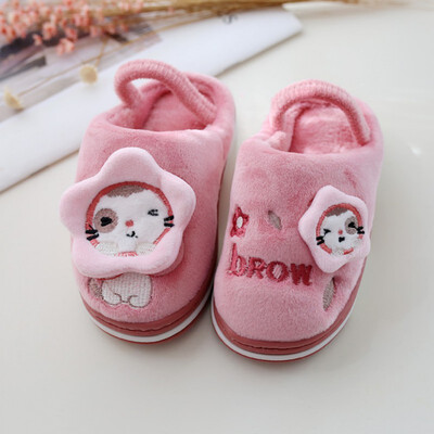 

New Winter Cartoon Pattern Kids Slippers for Boys Girls Indoor Shoes Baby Girl Fur Slides Everyday Flip Flop Warm House Children