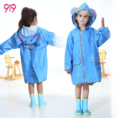 

9i9 long love childrens raincoat boys&girls kindergarten pupils cartoon raincoat hidden backpack poncho net red backpack raincoat 1900040 blue elephant S