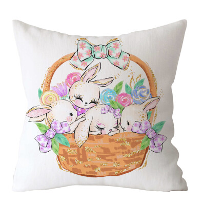 

〖Follure〗Easter Rabbit Print Pillow Case Polyester Sofa Car Cushion Cover Home Decor