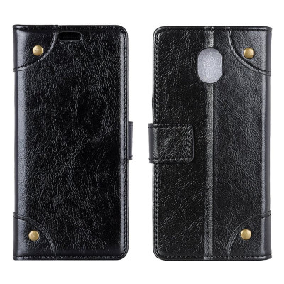 

MOONCASE Samsung Galaxy J7 2018 copper buckle nappa leather case - black