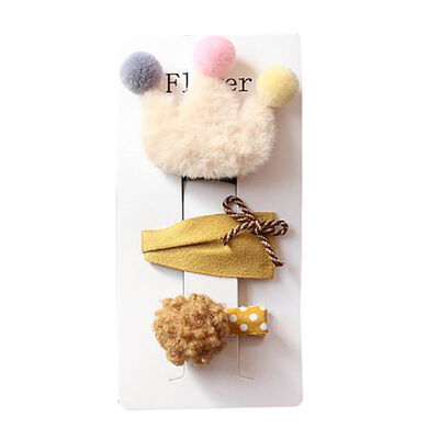 

3 Pieces Set Children Handmade Bow Hair Clip Baby Girls Hair Ring Cloth Fabric Hair Accessories 1-12Y