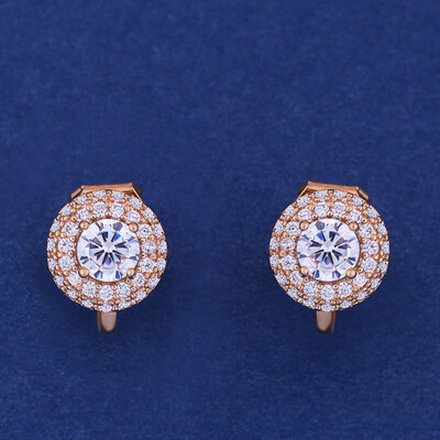 

Fashion Jewllery Silver round Zircon Clip Earrings Without Piercing Puncture Earrings For Women Wedding Jewelry