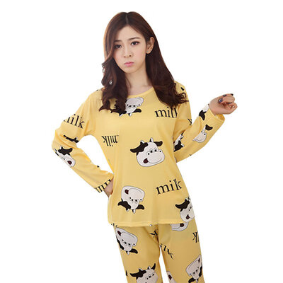 

Autumn Women Soft Casual Sleepwear Cartoon Nightwear Homewear Pajamas Set