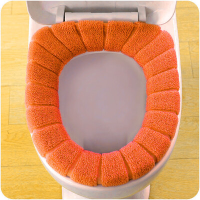 

〖Follure〗Comfortable Velvet Coral Toilet Seat Cover Standard Pumpkin Pattern Cushion