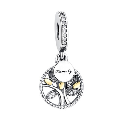 

New Bead Charm Family Heritage Dangle Charm Life Tree Crystal Pendant Beads DIY Jewelry