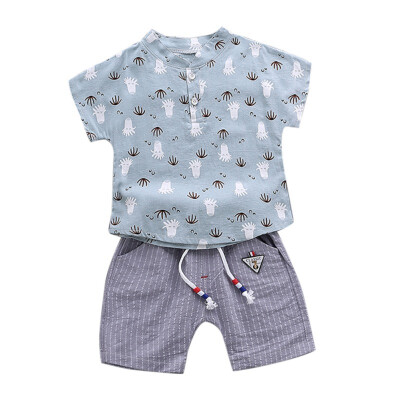 

Baby summer fashion clothes set cartoon print t-shirt cotton soft comfortable shorts for 0-4T