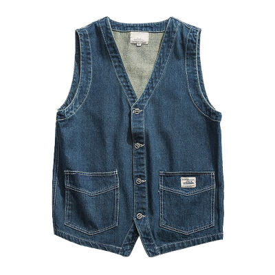 

Spring Denim Vest Unisex Coat Couple Vest Vintage Cardigan Sleeveless Casual Jeans Jackets Waistcoat Large Size -2XL