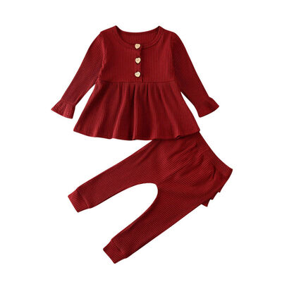 

Infant Kids Baby Girl Clothes Knitted Tops DressRuffle Leggings Pants Outfit