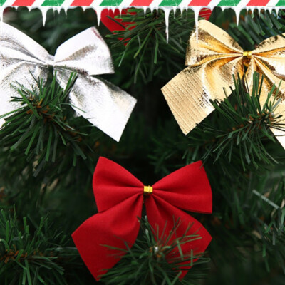 

12PCS Christmas Bows Xmas Tree Bowknot Ornaments Wedding Party Holiday DIY Decorations