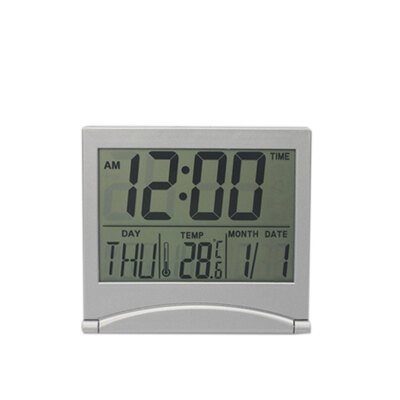 

Folding Mini Silent Desk Travel Electronic Digital Alarm Clock Temperature Calendar Snooze Big LCD Screen