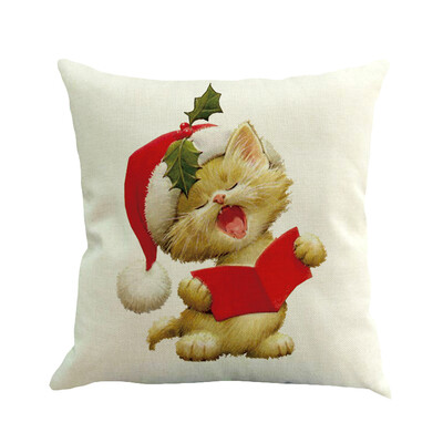 

〖Follure〗Christmas Cotton Linen Sofa Car Home Waist Cushion Cover Throw Pillow Case