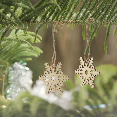 

Tailored 10pc Wooden Snowflake Cutouts Embellishments Wood Ornament Xmas Gift Tag