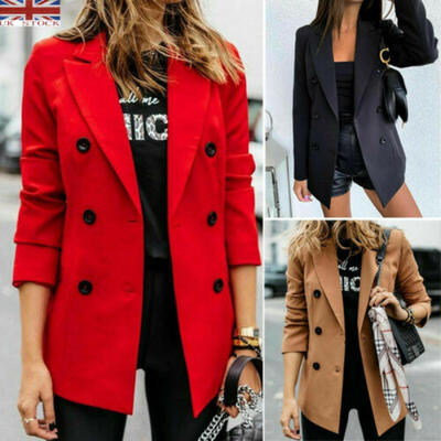 

UK Fashion Ladies Overcoat Slim Trench Coat Blazer Winter Long Sleeve Jacket