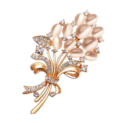 

Plated Opal Female Pretty Gold for Trendy Flower Brooch Special Jewelry Fashion Stone Fashion Brooch Women Brooch Vintage