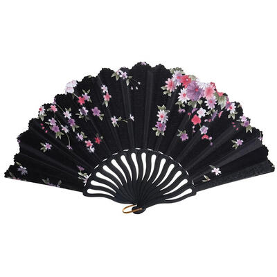 

Floral Decorative Folding Fan Satin Handheld Fan with Plastic Ribs for Home Wedding Decoration Dancing Party