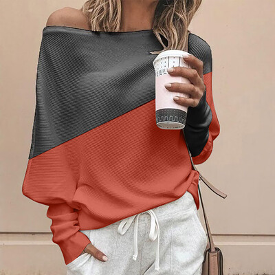 

Gobestart Women Off Shoulder Knitted Top Pullover Loose Batwing Long Sleeve Sweater Jumper