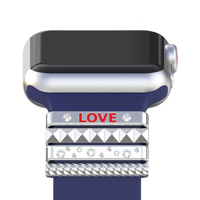 

Popular Strap Ornament For Apple Watch Silicone Band 38Mm Stainless Steel Metal Decorative Ring With &quotLove&quot As A Gift