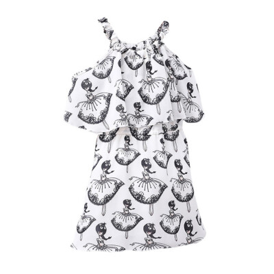 

Children Dresses for Girls Summer Off Shoulder Chiffon Dresses Baby Princess Dress 2018 Summer New Print Clothing