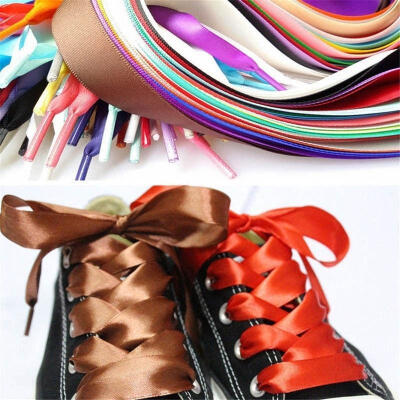 

New Shoelaces Flat Silk Satin Ribbon Sport Shoes Laces Sneakers Shoestrings