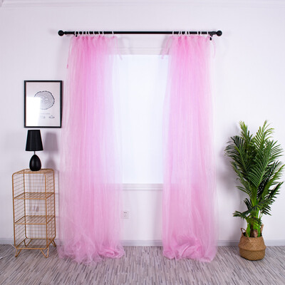 

Gobestart 2Pcs Sheer Curtain Tulle Window Treatment Voile Birthday Wedding Festive Decor