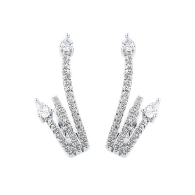 

1 Pair Korean Style Women Snake Shape Earrings Girl Simple Zircon Ear Studs Vintage Wedding Ear Rings