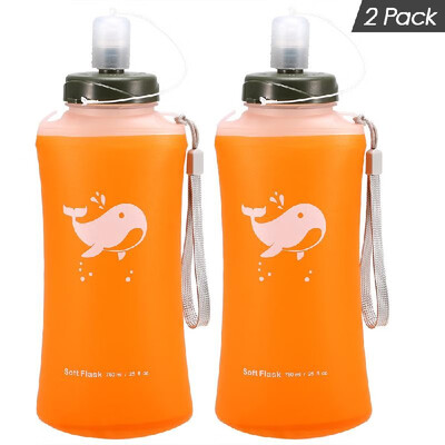 

2 Pack 750ml Soft Hydration Flask Ultralight Outdoor Camping Hiking Foldable Water Bottle