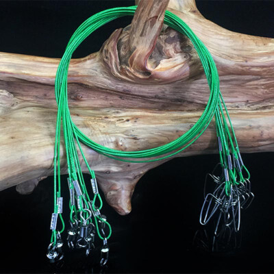 

50pcsSet Anti Bite Fly Leash Fishing Lead Rope Wire Leading Line Steel Swivel