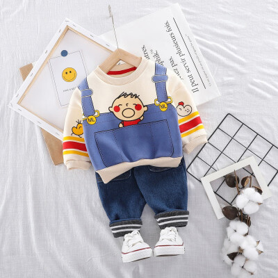 

Autumn Toddler Baby Girls Boys Long Sleeve Cartoon Print Sweatshirt TopsPants Trouser Casual Costume Set