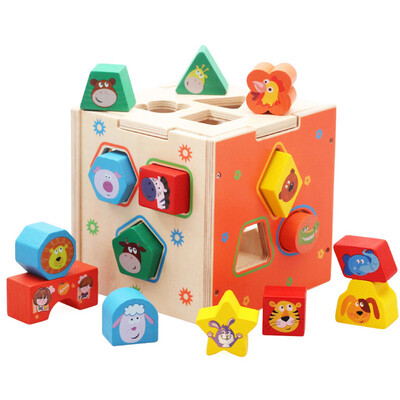 

YIWULABaby Blocks Shape Sorter Toy - Childrens Blocks Includes 15 Shapes