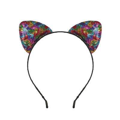 

Girls Cat Ears Headband Colorful Sequins Studded Hair Hoop Headpieces Party Decoration Accessories